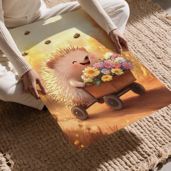 Hedgehog with Flower Cart