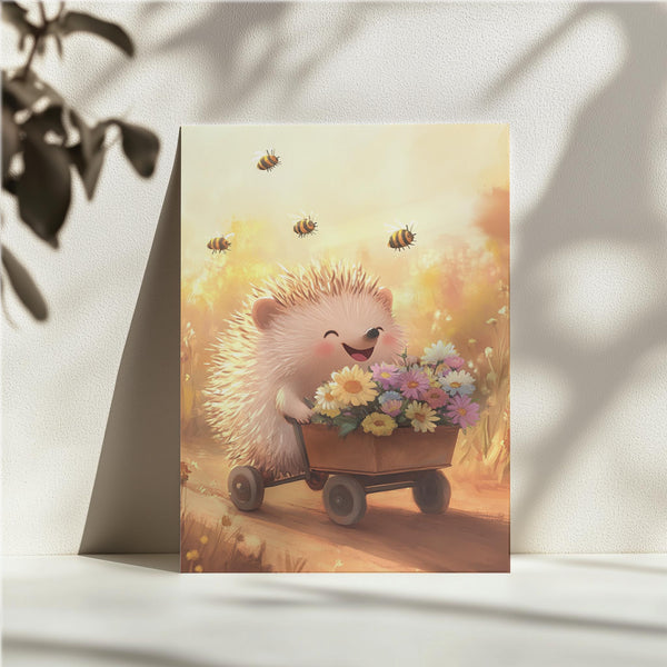 Hedgehog with Flower Cart