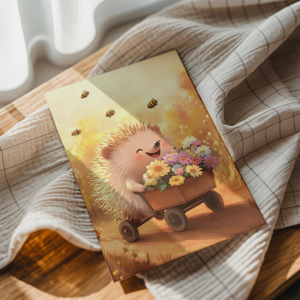 Hedgehog with Flower Cart