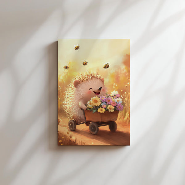 Hedgehog with Flower Cart