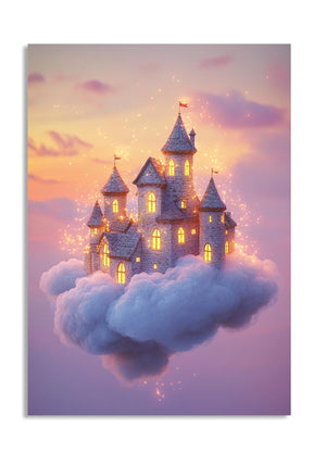 Fantasy castle on a cloud with a colorful sky, as a premium aluminum metal print from GoMetalPrint.