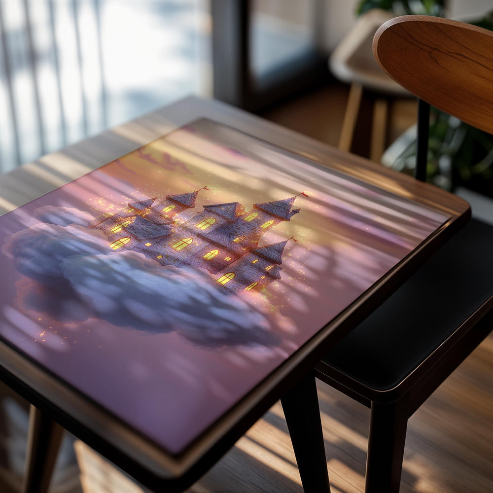 Fantasy castle on a cloud with a colorful sky, as a premium aluminum metal print from GoMetalPrint.