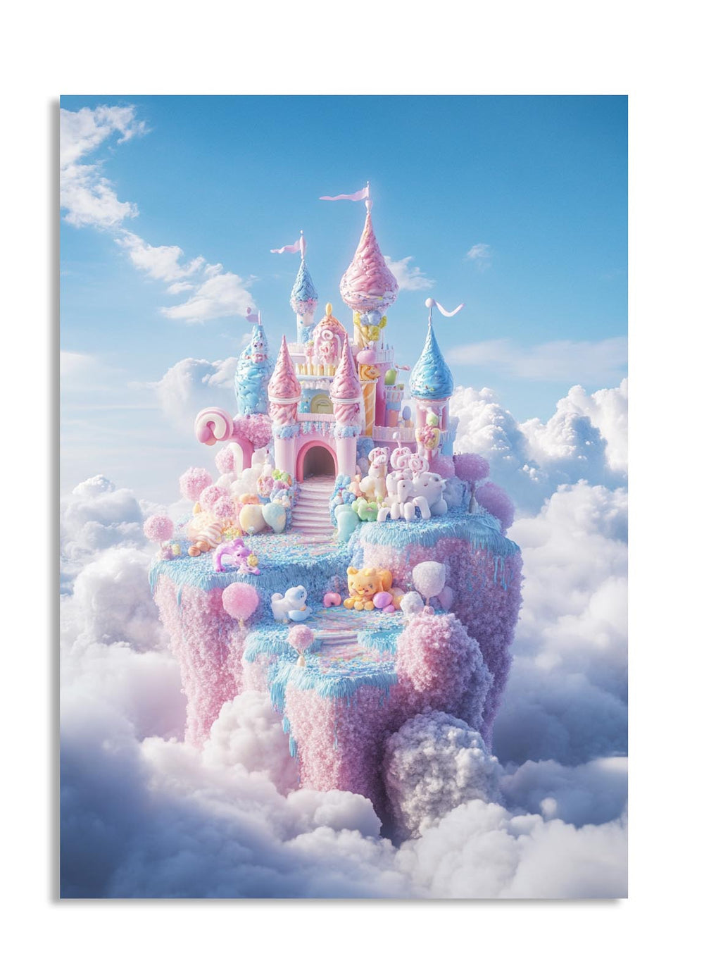 Fantasy castle in the clouds with pastel colors, as a premium aluminum metal print from GoMetalPrint.