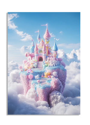 Fantasy castle in the clouds with pastel colors, as a premium aluminum metal print from GoMetalPrint.