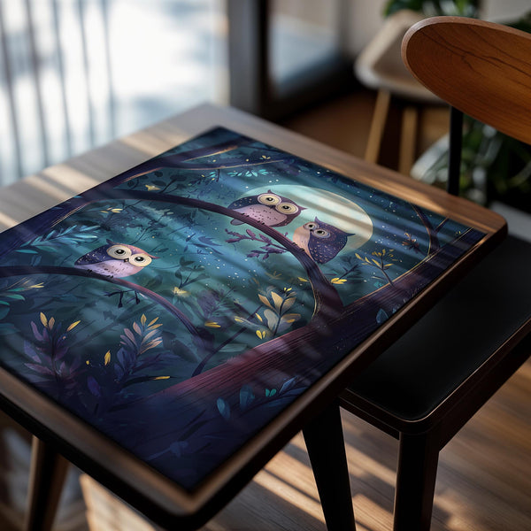 Owls in Moonlit Forest