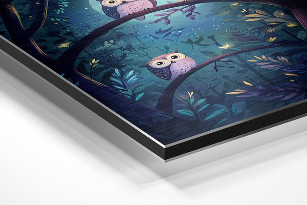 Owls in Moonlit Forest