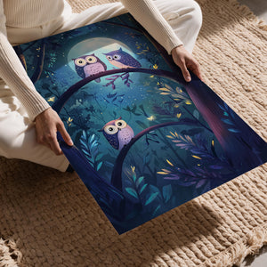 Owls in Moonlit Forest
