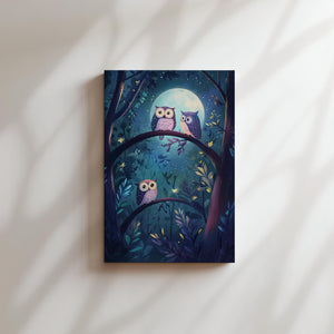 Owls in Moonlit Forest