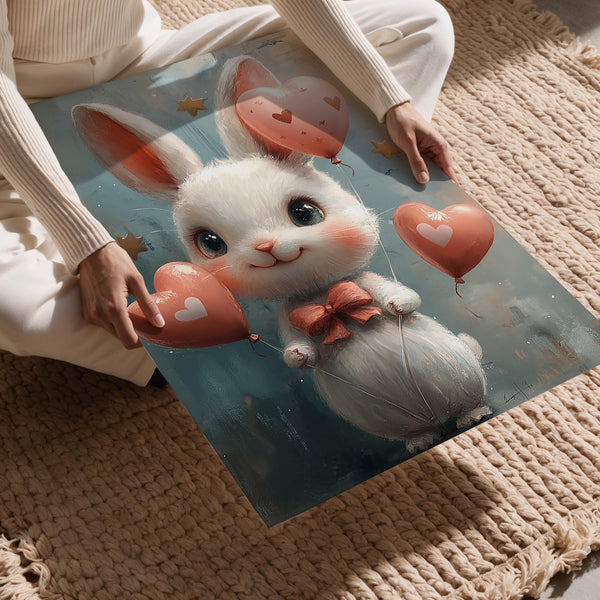 Bunny with Heart Balloons