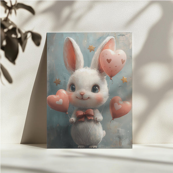 Bunny with Heart Balloons