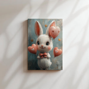 Bunny with Heart Balloons