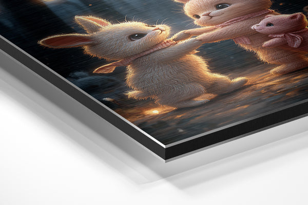 Bunnies Dancing at Night