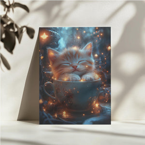Kitten in Teacup with Stars