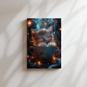 Kitten in Teacup with Stars
