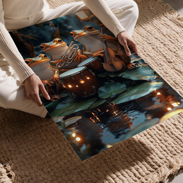 Frog Musicians on Lilypad