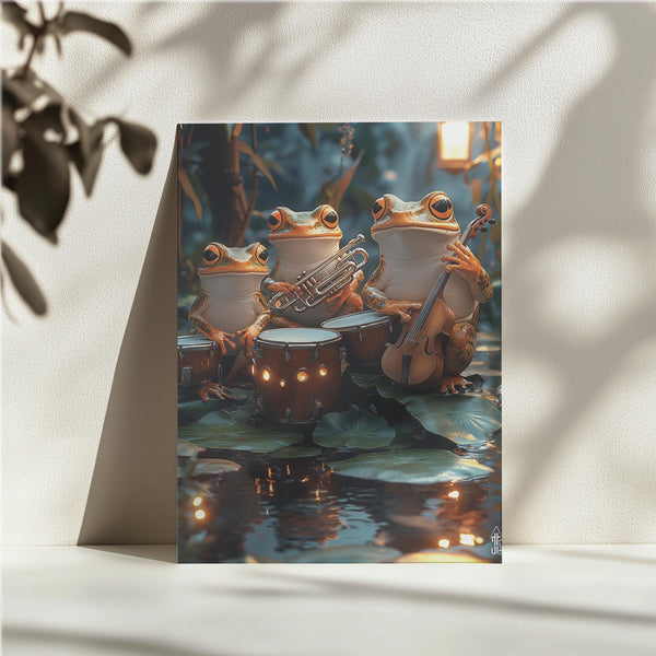 Frog Musicians on Lilypad