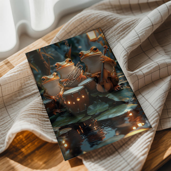 Frog Musicians on Lilypad