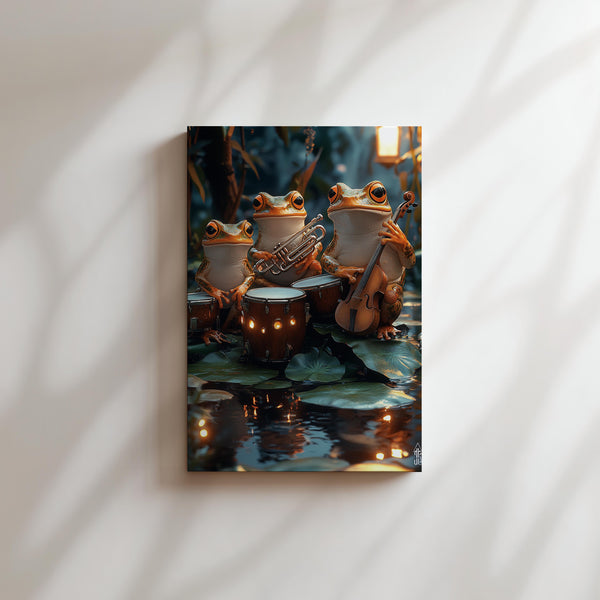 Frog Musicians on Lilypad