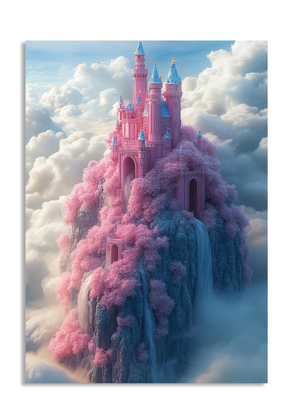 Fantasy pink castle in the clouds, as a premium aluminum metal print from GoMetalPrint.
