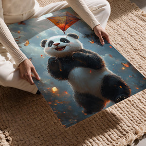 Panda with Orange Kite