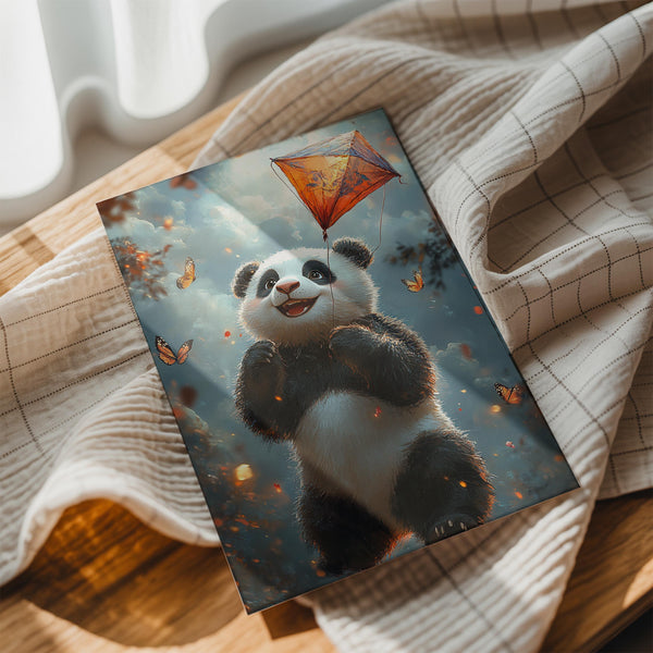 Panda with Orange Kite