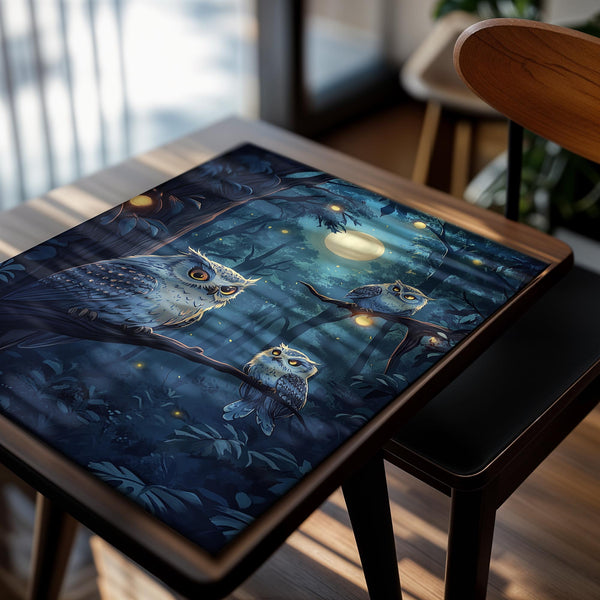 Owls in Moonlit Forest