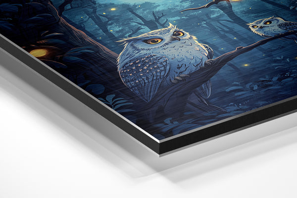 Owls in Moonlit Forest