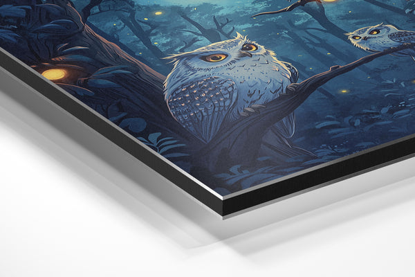Owls in Moonlit Forest