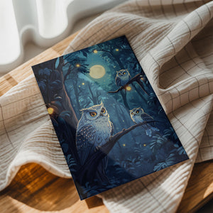 Owls in Moonlit Forest