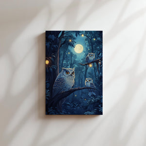 Owls in Moonlit Forest