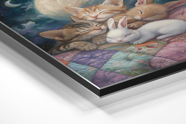 Kittens and Bunnies Moonlit