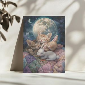 Kittens and Bunnies Moonlit