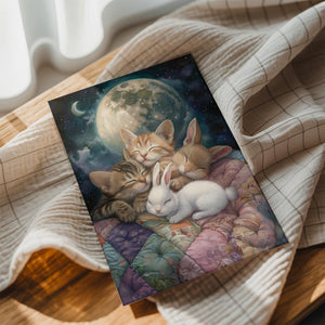 Kittens and Bunnies Moonlit