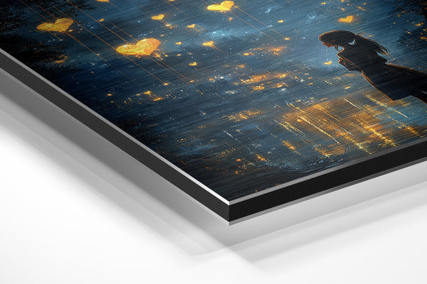 Glowing Hearts in Night