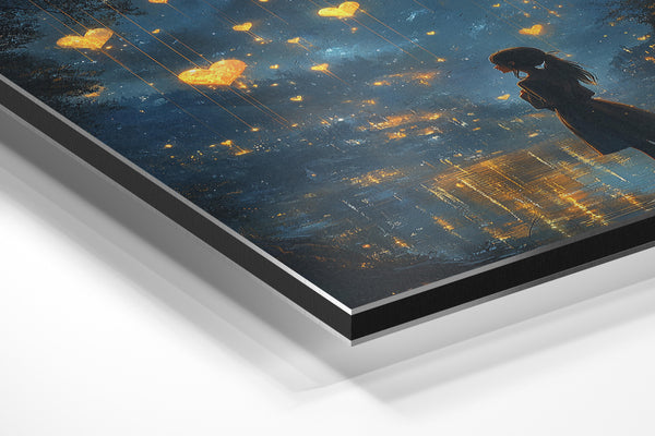 Glowing Hearts in Night