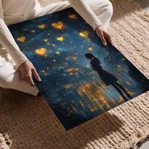 Glowing Hearts in Night