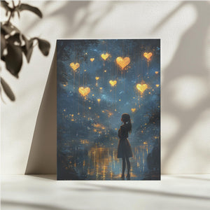 Glowing Hearts in Night