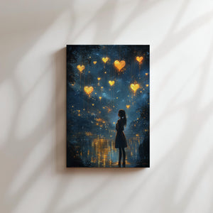 Glowing Hearts in Night