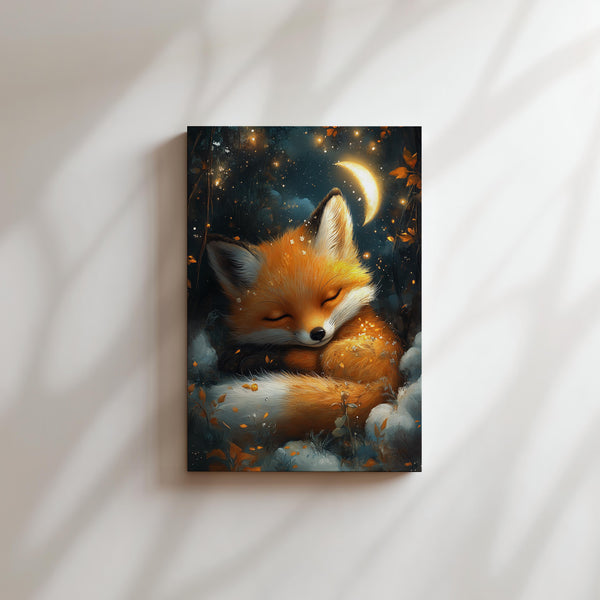 Sleeping Fox Under Moon