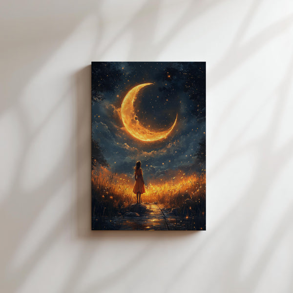Girl and Crescent Moon