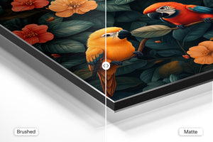 Tropical Parrots and Flowers