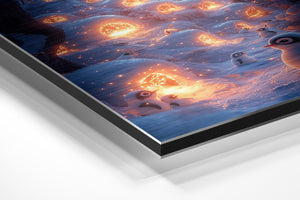 Penguins in Snowy Village