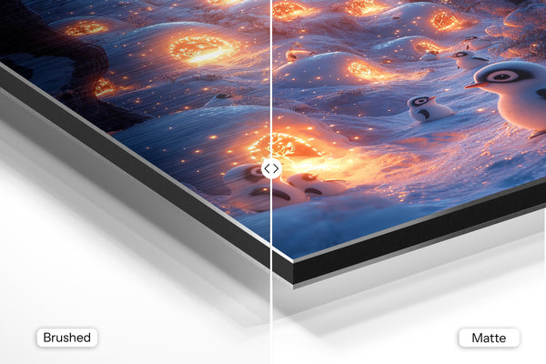 Penguins in Snowy Village