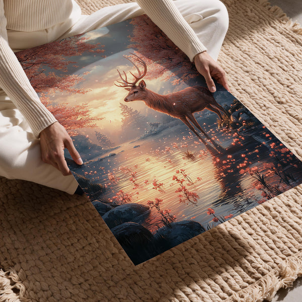 Serene Deer in Bloom