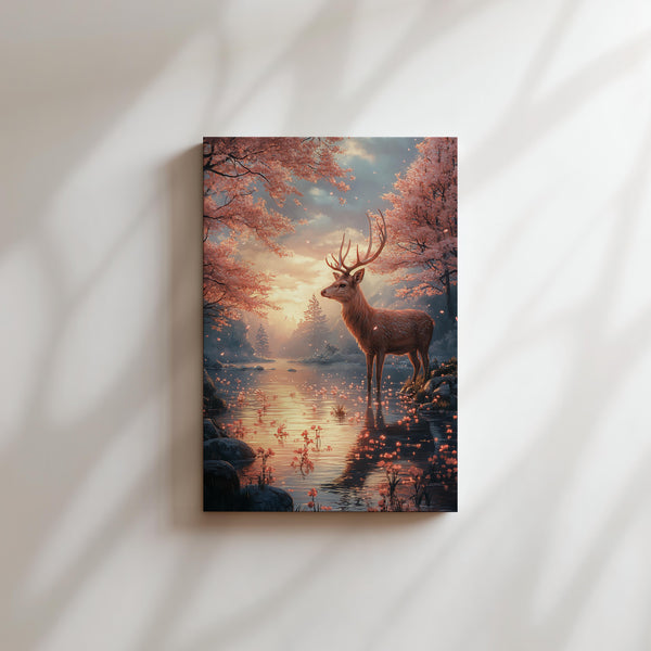 Serene Deer in Bloom