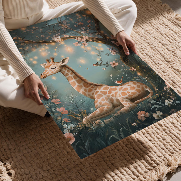 Giraffe Under Starry Tree