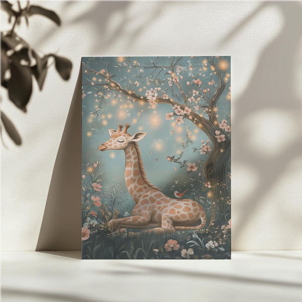 Giraffe Under Starry Tree