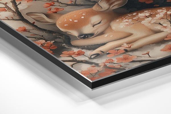 Slumbering Fawn Under Blossoms