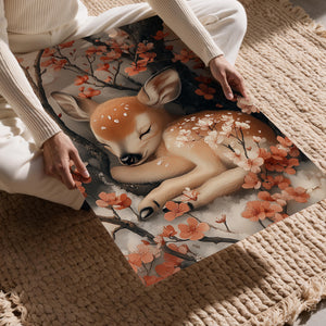 Slumbering Fawn Under Blossoms