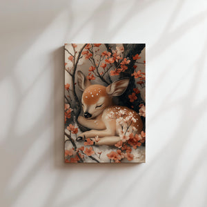 Slumbering Fawn Under Blossoms